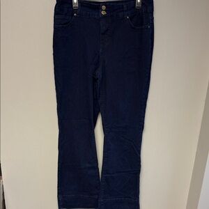 BLEU Dark Blue Stretch Jeans Size 14 Mid Rise Straight Leg Denim